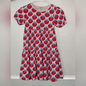 Hanna Andersson Strawberry Puff Sleeve Tiered Flowy Dress Girls 8